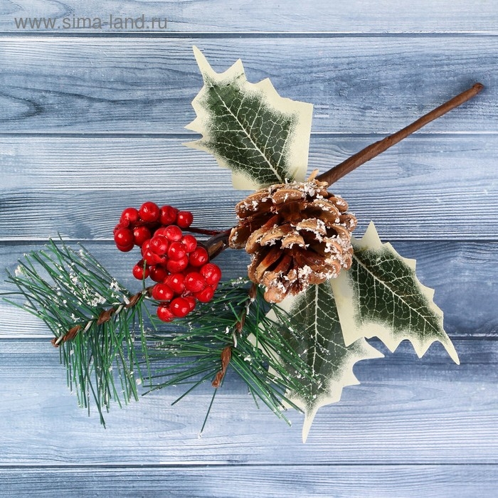 Декор  Декор "Зимние грезы" калина красная шишка в снегу 20 см