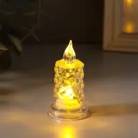 Светодиодная свеча LED - ночник RISALUX &laquo;С подтёками, грани&raquo;, 3&times;LR41, прозрачный, 3.5&times;3.5&times;7 см