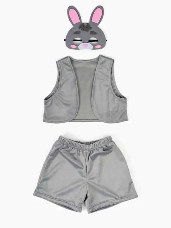 Карнавальный костюм "Зайчик", жилет, шорты, маска фетр, рост 92-116  см
