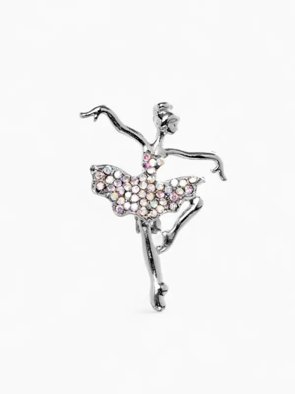 Брошь &laquo;Балерина&raquo;, аллонже, радужная в серебре
