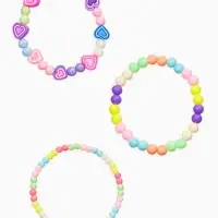 Браслет детский «Выбражулька», 3 шт. набор, бусины, сердце, цветной Браслет детский «Выбражулька», 3 шт. набор, бусины, сердце, цветной