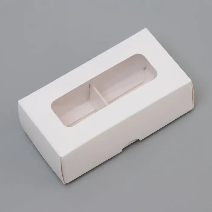 Коробка для 2 конфеты, белая, 10.5×5.5×3.5 см