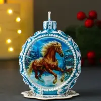 Свеча новогодняя "Конь-скакун" синий 7,2х3,8х8,5 см