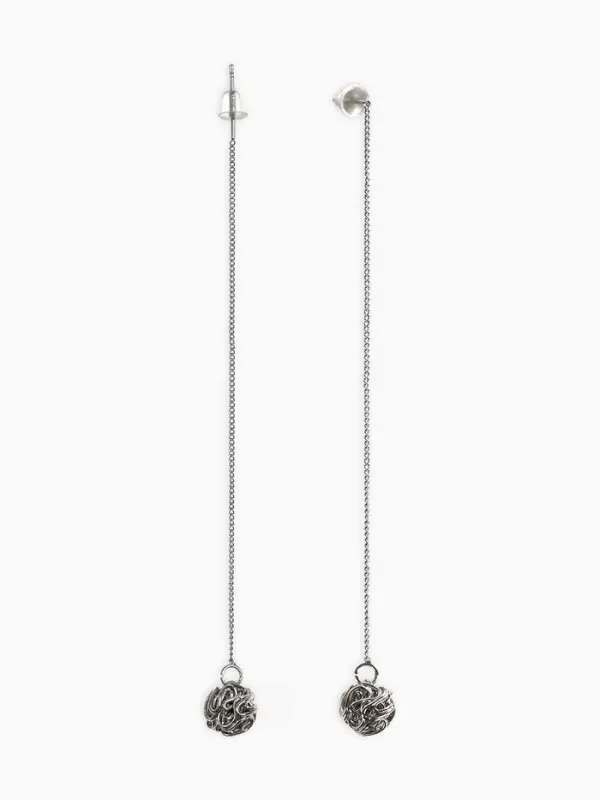 Серьги металл &laquo;Цепочки&raquo;, шарики, цвет серебро