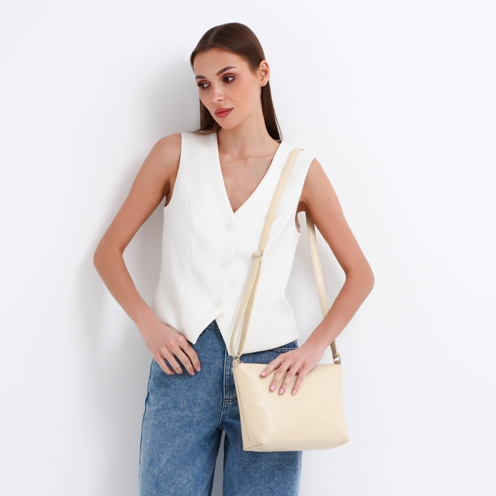 Кросс-боди на молнии, цвет бежевый Кросс-боди на молнии, цвет бежевый