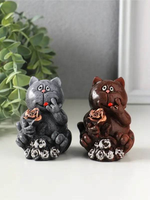 Фигурка &laquo;Кот с цветами&raquo;, 7&times;5&times;6.5 см, МИКС