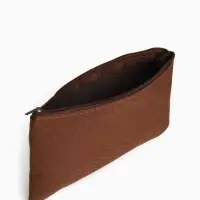 Косметичка-пенал на молнии, плоская, маленькая, однотонная, коричневая