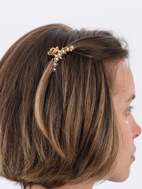 Крабик для волос &laquo;Каспиан&raquo;, цветочки, 5 см, золотистый