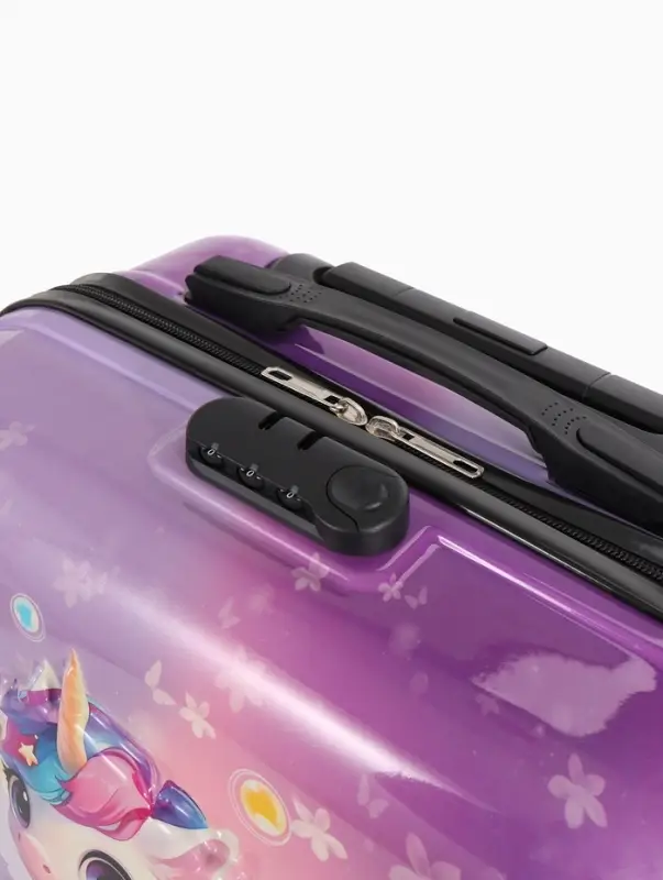 Чемодан дет Единорог 18 Чемодан дет Единорог 18", 35*22*27 см, отдна молнии, код.замок, 4 колеса,