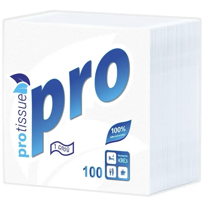 Салфетки бумажные PROtissue С184, Premium, 1-слойные, 24х24 см, 100 штук в упаковке Салфетки бумажные PROtissue С184, Premium, 1-слойные, 24х24 см, 100 штук в упаковке