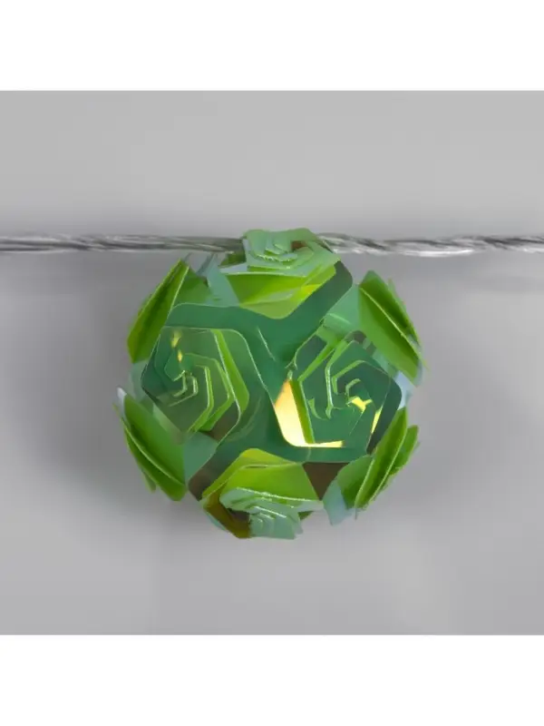 Гирлянда &laquo;Нить&raquo; 4.5 м с насадками &laquo;Цветочные шары&raquo;, IP20, прозрачная нить, 15 LED, свечение зелёное, 220 В