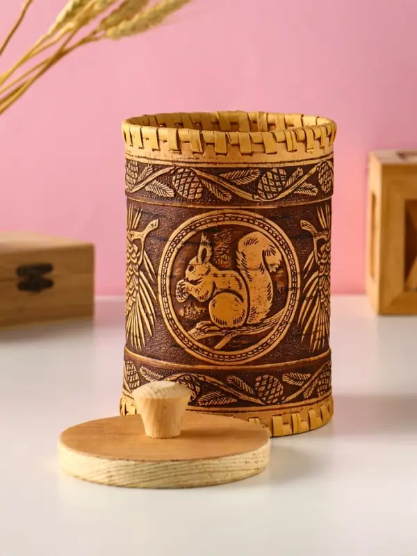 Туес с кантами Туес с кантами "Лесная красавица" D10смхH(с хватком)17см, береста