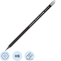 Карандаш чернографитный плаcтик, с ластиком, HB,черн.корпус