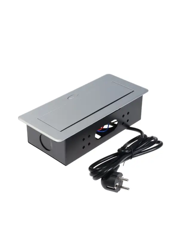 Розетка выдвижная Luazon Lighting, 16 А, двухместная, в стол, 2xUSB, 2.1 A, серебристая