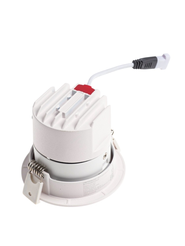 Светильник светодиодный встраиваемый, поворотный, 6Вт, 6500К, с драйвером, D75, белый Светильник светодиодный встраиваемый, поворотный, 6Вт, 6500К, с драйвером, D75, белый