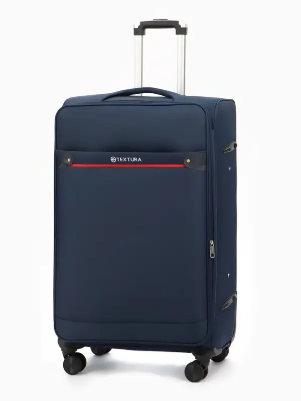 Чемодан на колёсах TEXTURA, кодовый замок, текстильный, с увеличением, 47&times;30&times;78 см, 28", синий