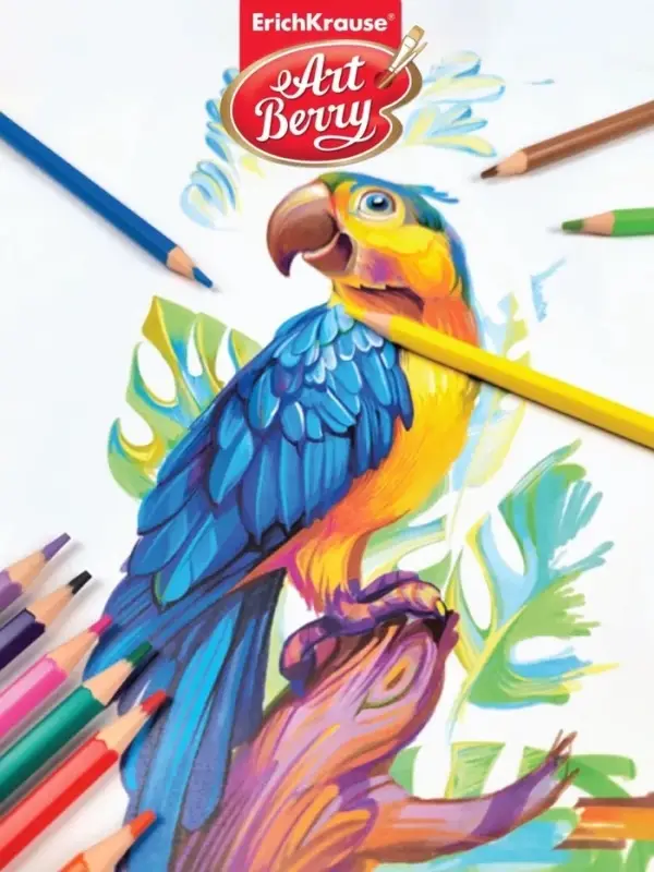 Карандаши 18 цветов ErichKrause ArtBerry премиум, дерево, шестигранные, яркий и мягкий грифель 3.0 мм, картонная упаковка, европодвес