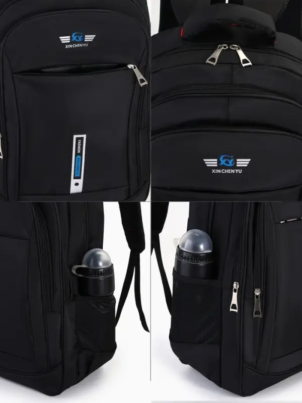 Рюкзак молодёжный на молниях, 2 отдела на молнии, 4 кармана, 37&times;17&times;54 см, чёрный