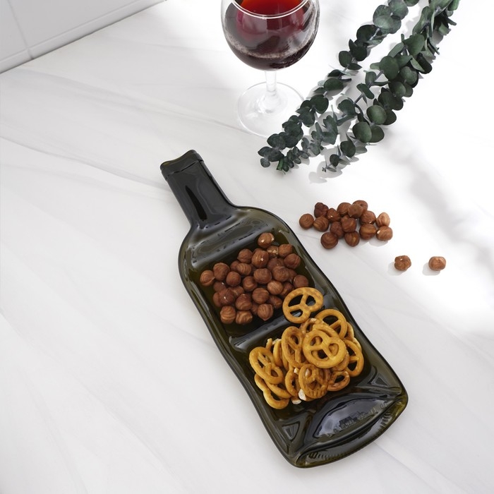 Менажница из бутылки «Селена», 30×15×2 см, с двумя отделениями