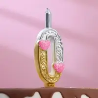 Свеча для торта «Сердечки» серебряно-золотая, 10.2 см, цифра 0