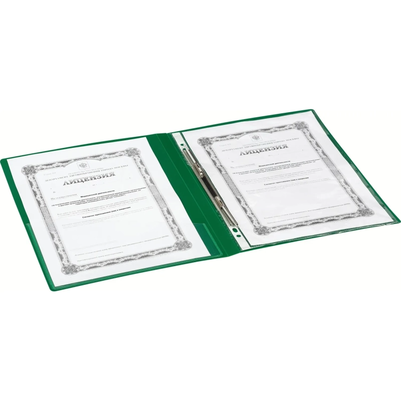 Скоросшиватель пластиковый с пруж.мех. вн.карман Attache А4 зел 200л,0,7мм