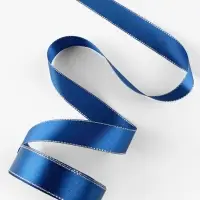 Лента атласная, с серебряным люрексом, 25 мм, 23&plusmn;1 м, синяя №038