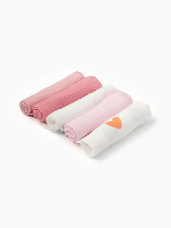 Набор платочков Крошка Я Сolored hearts (вид 1) 20*20 см-5 шт, муслин, 100 % хлопок Набор платочков Крошка Я Сolored hearts (вид 1) 20*20 см-5 шт, муслин, 100 % хлопок