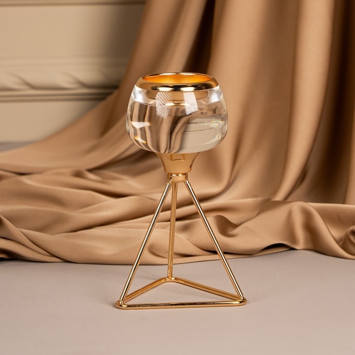 Подсвечник металл, стекло на 1 свечу «Изысканность» цвет золото 9.5 х 9.5 х 17 см Подсвечник металл, стекло на 1 свечу «Изысканность» цвет золото 9.5 х 9.5 х 17 см