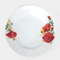 Тарелка Добрушский завод &laquo;Маки красные&raquo;, d=20 см, фарфор, белая