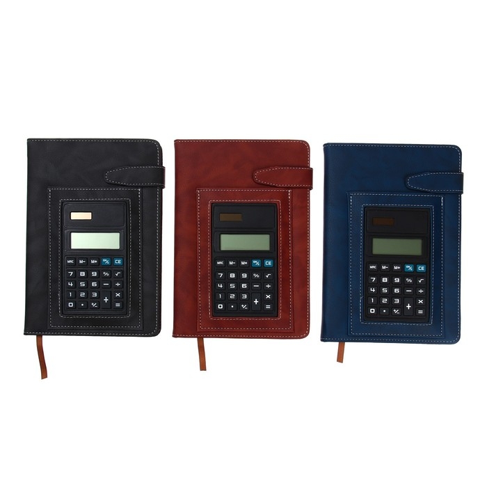 Ежедневник недатированный, обложка ПВХ, А5, 140 листов в клетку, с лястиком,с калькулятором, МИКС Ежедневник недатированный, обложка ПВХ, А5, 140 листов в клетку, с лястиком,с калькулятором, МИКС