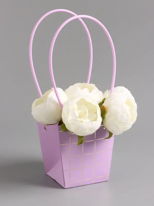 Сумка для цветов лиловая влагостойкая, 13x9.5x13±5% см Сумка для цветов лиловая влагостойкая, 13x9.5x13±5% см