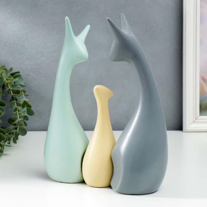 Сувенир керамика Сувенир керамика "Семья жирафиков" пастель матовый набор 3 шт 15х5 25х7 25,5х9 см