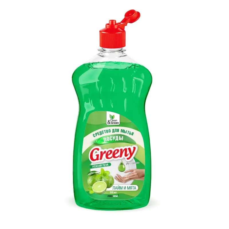 Средство для мытья посуды "Greeny" Premium "Лайм и мята" 500 мл. Clean&Green CG8071