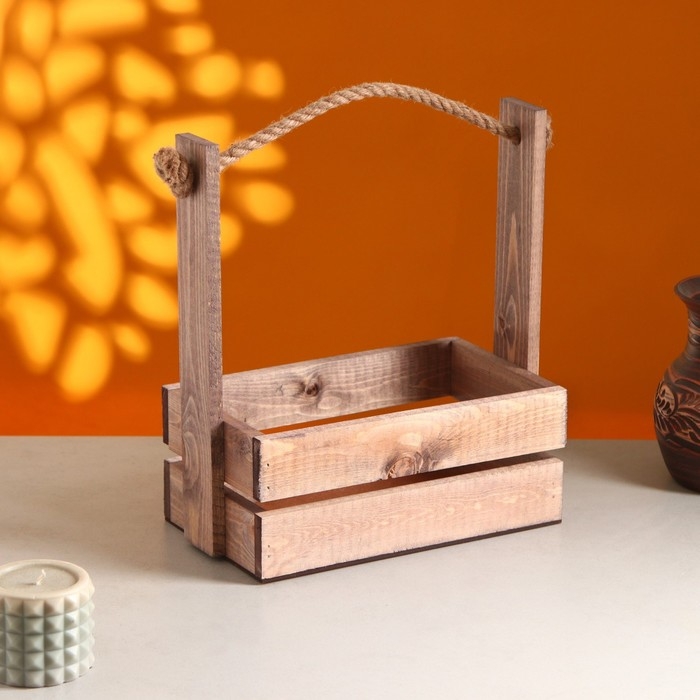 Набор кашпо деревянных 3 в 1 (30.5×18.5×35; 25.5×15×30; 20×12×23) "Аром", Состаренный дуб