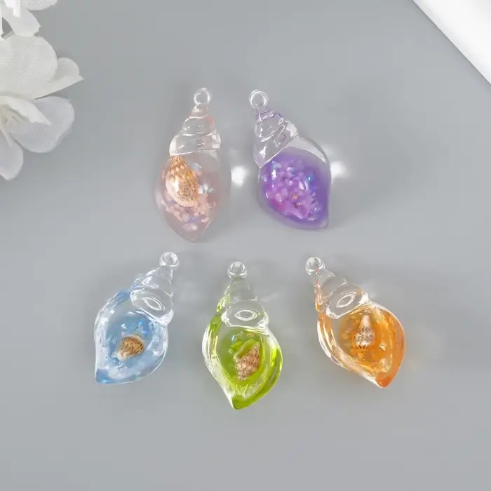 Подвеска для творчества акрил "Морская ракушка" светится в темноте МИКС 1,8х3,7х1,3 см