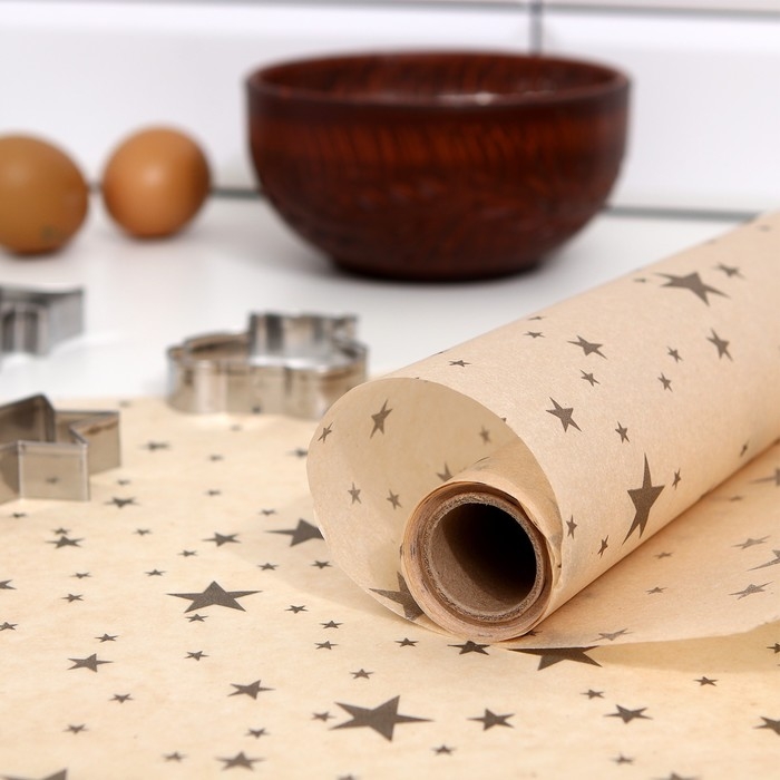 Подпергамент силиконизированный  Подпергамент силиконизированный "Звёзды", 0,38 х 5 м