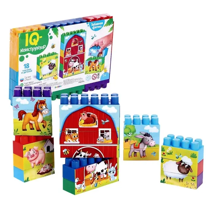 Конструктор пластиковый &laquo;Весёлая ферма&raquo;, 18 деталей, по методике Монтессори