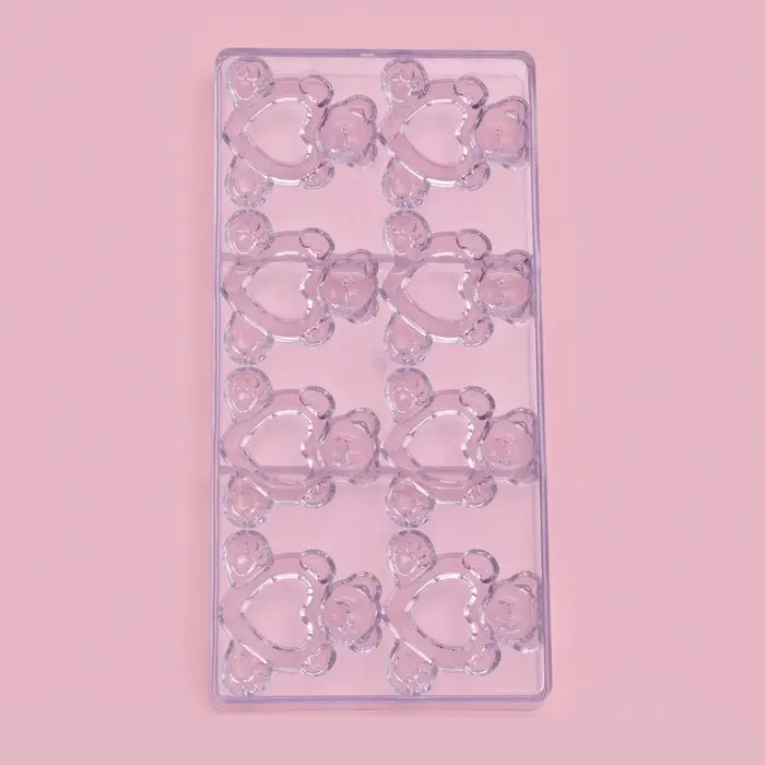 Форма конфет и шоколада &laquo;Влюблённые мишки&raquo;, 28&times;14 см, 8 ячеек, пластик, прозрачная