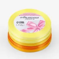 Атласная лента, набор 5 шт., 6 мм, 23&plusmn;1 м, жёлтый, оранжевый