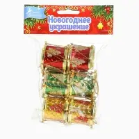 Ёлочные игрушки 6 шт. &laquo;Барабан&raquo; ёлочка, 3.5&times;3.5 см, МИКС