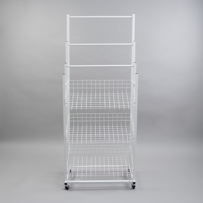 Стойка под зонты, разборная, 3 наклонные корзины, 3 яруса, 60×40×150 см, цвет белый Стойка под зонты, разборная, 3 наклонные корзины, 3 яруса, 60×40×150 см, цвет белый