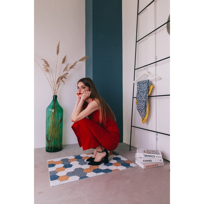 Коврик придверный грязезащитный Доляна «Соты», вырезной, 60×90 см Коврик придверный грязезащитный Доляна «Соты», вырезной, 60×90 см