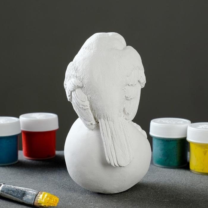 Фигура для раскраски  Фигура для раскраски "Птица на яблоке" белая, 7х12х7см