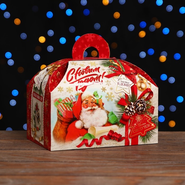 Новый год. Коробка подарочная складная Новый год. Коробка подарочная складная "Добрые Традиции" 19,5 х 13 х 14 см.