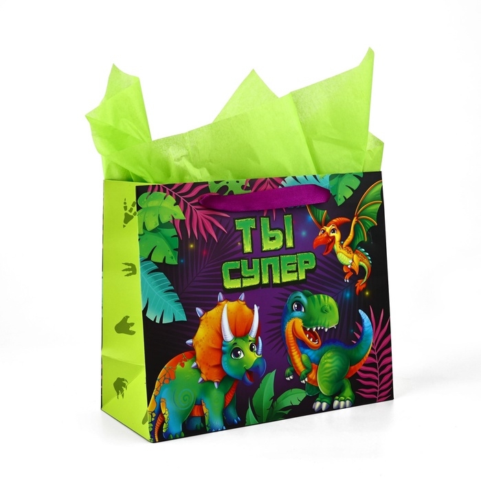 Пакет ламинированный двухсторонний «Динозаврики», с тишью и открыткой, ML, 23 × 27 × 11,5 Пакет ламинированный двухсторонний «Динозаврики», с тишью и открыткой, ML, 23 × 27 × 11,5