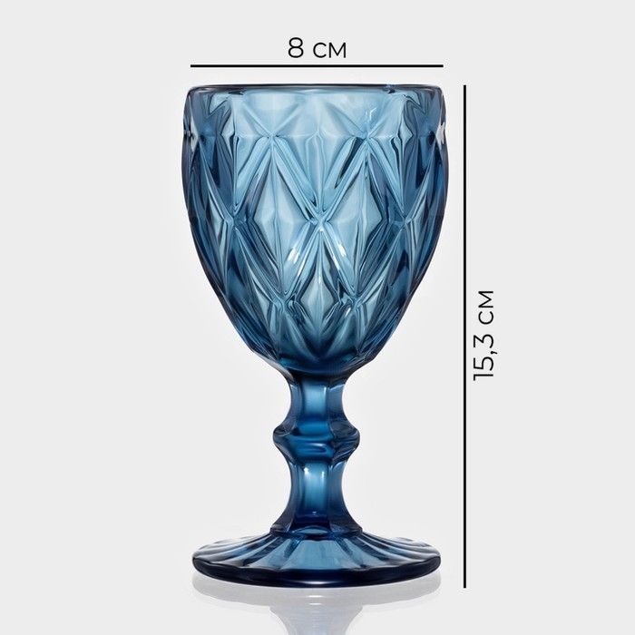 Набор бокалов для вина из стекла Magistro «Круиз», 250 мл, 8×15,3 см, 6 шт, цвет синий Набор бокалов для вина из стекла Magistro «Круиз», 250 мл, 8×15,3 см, 6 шт, цвет синий