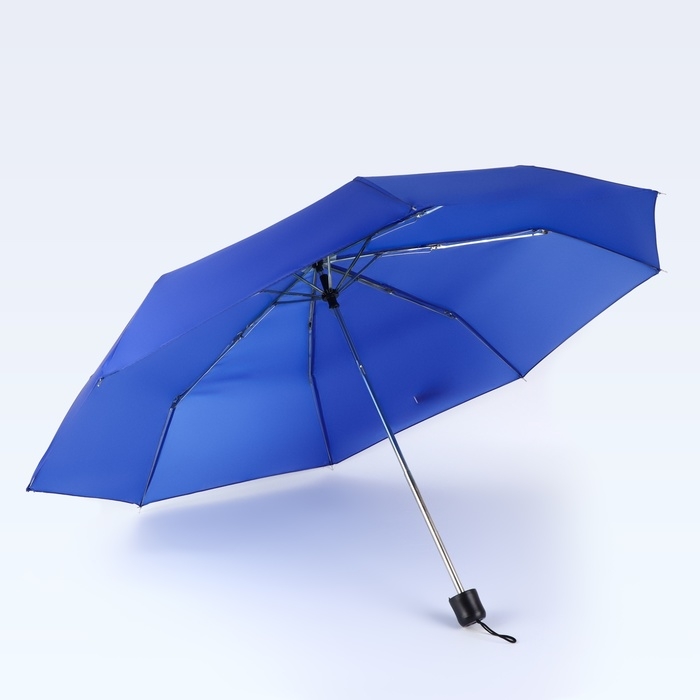 Зонт механический «Однотонный», 3 сложения, 8 спиц, R = 48/55 см, D = 110 см, цвет синий Зонт механический «Однотонный», 3 сложения, 8 спиц, R = 48/55 см, D = 110 см, цвет синий