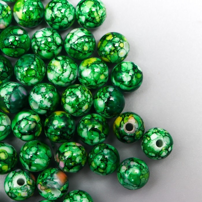 Бусины для творчества пластик Бусины для творчества пластик "Мраморные. Малахит" d=0,8 см набор 20 гр