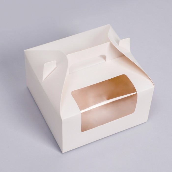Коробка складная, с окном и ручкой, белая, 16 х 16 х 9 см Коробка складная, с окном и ручкой, белая, 16 х 16 х 9 см