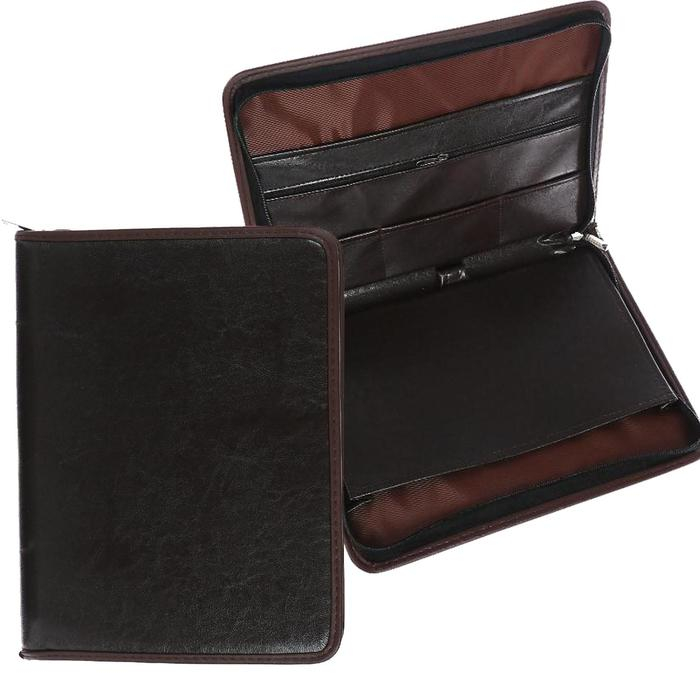 Папка деловая, искусственная кожа, для бумаг, 360 х 260 х 30 мм, 6Д04 Папка деловая, искусственная кожа, для бумаг, 360 х 260 х 30 мм, 6Д04 "Люкс" коричневая